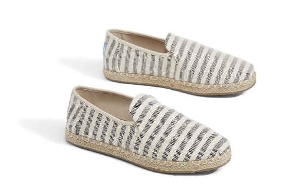 TOMS Espadrille Deconstructed Rope Black Woven Stripe