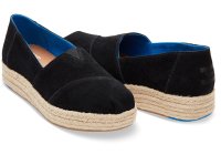 TOMS Espadrille Platform Alpargatas Black Suede